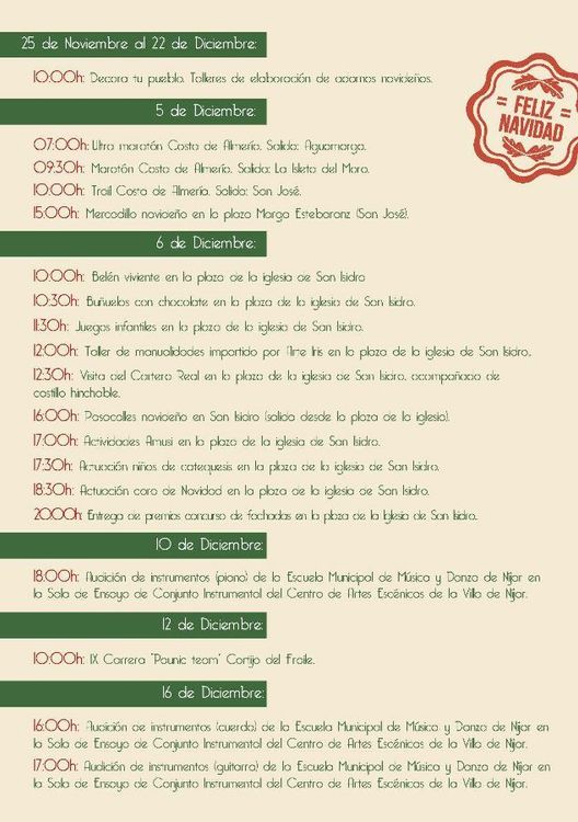 Níjar comienza a celebrar la Navidad con una amplia variedad de actividades