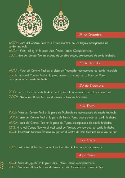 Níjar comienza a celebrar la Navidad con una amplia variedad de actividades