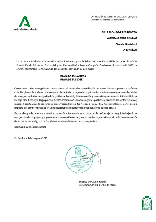 San José y Agua Amarga revalidan sus banderas azules